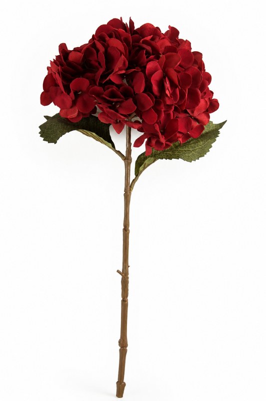 Picture of Flocked Velvet red Hydrangea Burgundy 64cm